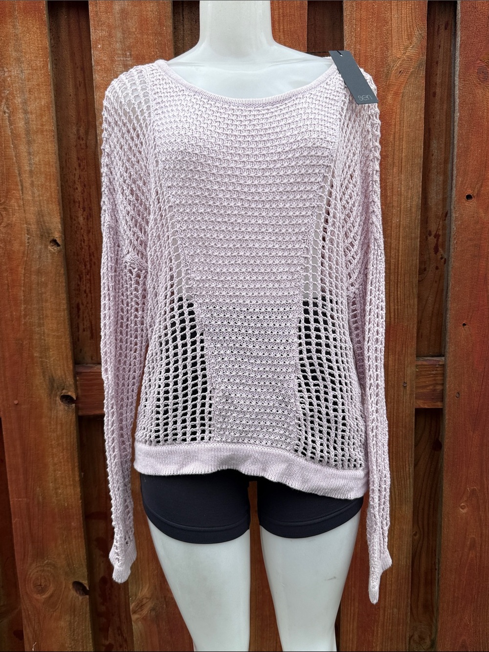 Sen Revolve Gigi Mauve Pink Open Stitch Loose Weave Knit Sweater 2 M NWT